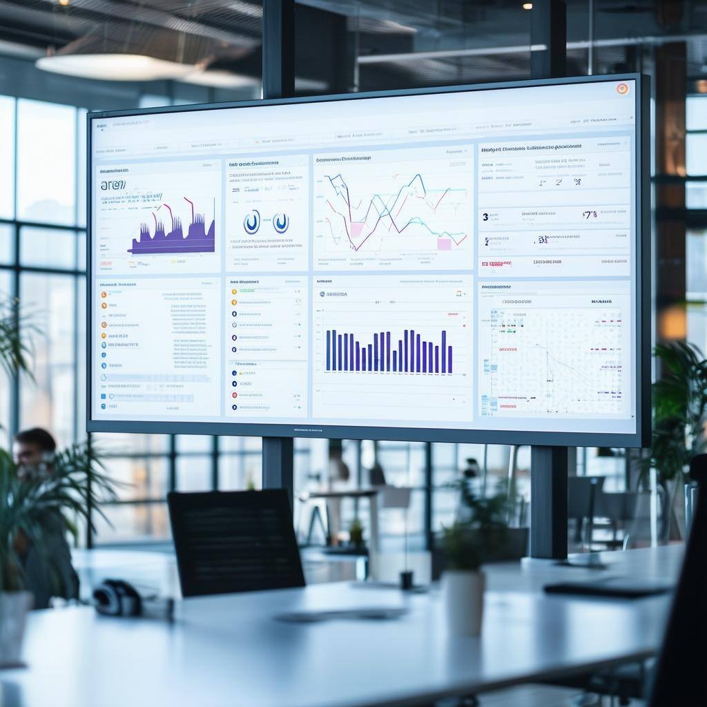 Predictive analytics within a Rayven interface on a large screen in a light and airy office-1 Predictive analytics within a Rayven interface on a large screen in a light and airy office-1